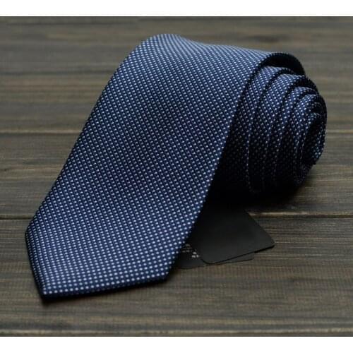 Fashion Hand Tie 8cm Formal Suit Business Jacquard Weave Necktie Meeting Interview Office Wedding Blue Narrow Plaid Ties