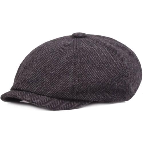 Fashion Men Autumn Winter Classic Beret Hat Male Striped Ivy Cap
