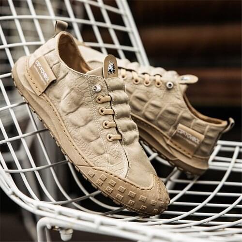 Mens lace Up Trend Comfortable Shoes Outdoor British Fashion High Top Sneakers Sneakers 2021New Fashion Handmade Retro Loafers