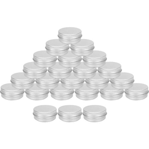 Set of 24 Tin Jars Cosmetic Container Aluminum Round Cans Screw Top with Lids for Makeup Lotion Bead Eye Shadow Samples Candle