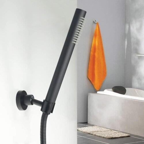 Wall Mounted Brass handheld shower head set with Adjustable Handheld Shower Head Bracket Holder 1.5m shower hose Matte Black
