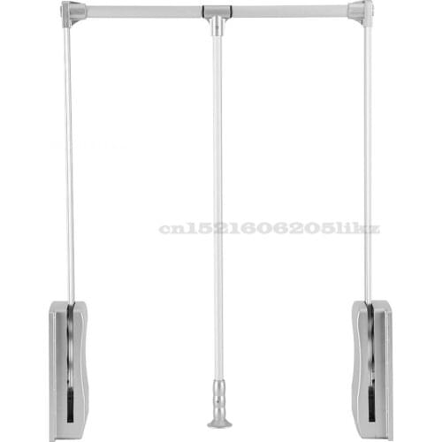 Wardrobe Lifting Clothes Hanger Alumina Adjustable Width Wardrobe Clothes Hanging Rail Space Saving Closet Organizer Rack