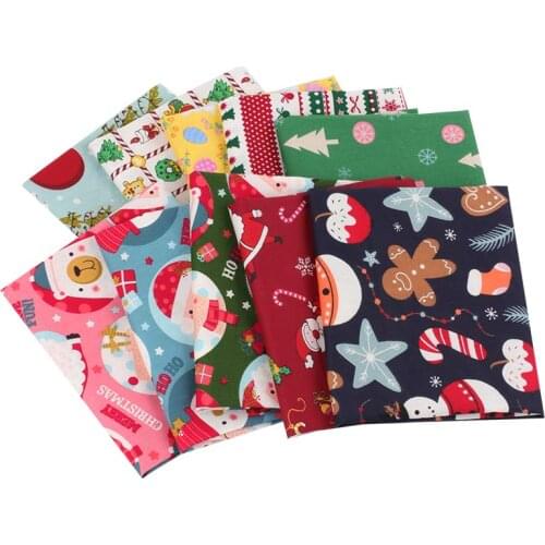 Christmas Theme Cotton Fabric Santa Claus Printed Cloth Sheet By The Meter for Sewing Gift Wrapping DIY Craft Supplie 40*50cm