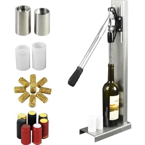 Manual Red Wine Bottle Corking Capping Machine Commercial Stainless Steel Small Cork Into Bottle Tool Wine Stopper Pusher Corker