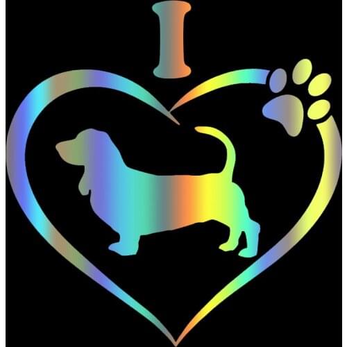 S51511 Various Sizes/Colors Car Stickers Vinyl Decal I Love My Basset Hound Dog Animal Motorcycle Decorative Accessories