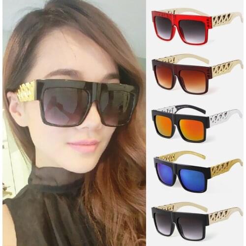 Fashion Gold Metal Chain Large frame Sunglasses Unisex Summer Fashion Leisure Vacation UV400 Gafas De Sol