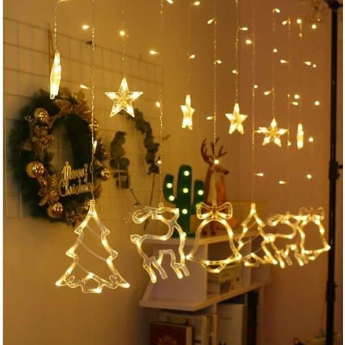 2M LED Fairy Lights Elk Bells Christmas Tree Garland Curtain Lamp Christmas Lights String for Home Wedding Xmas Party Decoration