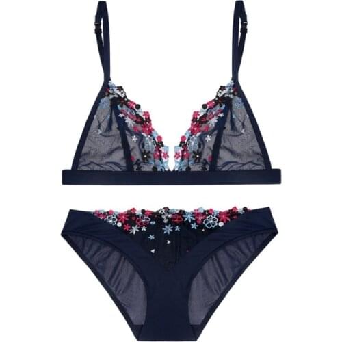 Triangle Bra Without Underwire Underwear Women Set Sexy Lace Edge Underwear Feminine Feeling Ultra-thin Cup Bra Transparent