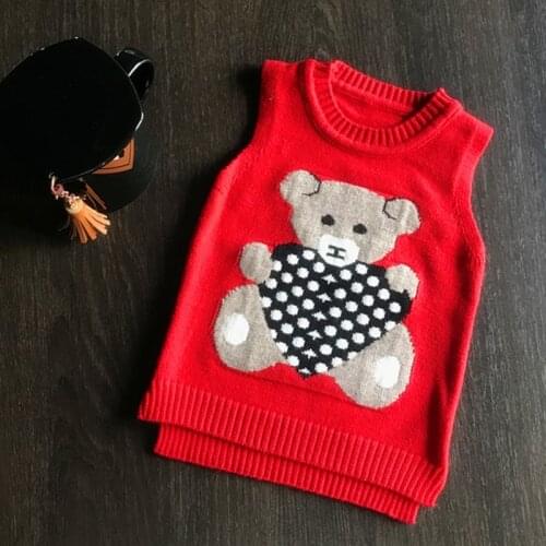 1 2 3 4 Years Old Boys And Girls Knitted Vest Toddler Baby Kids Sweater Vest Cartoon Bear Pattern Children Birth