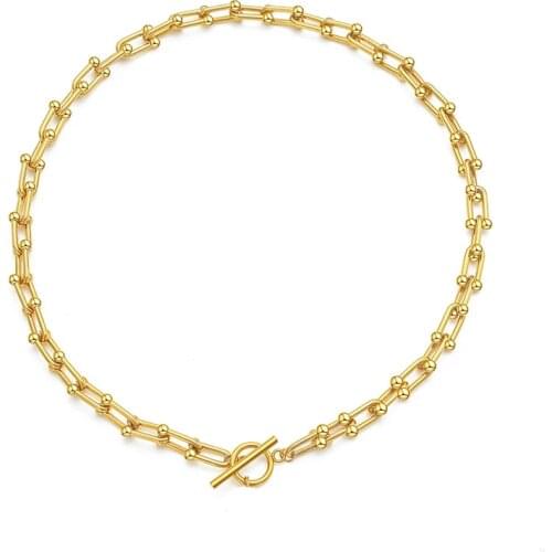 U Chain Stainless Steel Heavy Duty Chain Toggle Necklaces For Women Gold/Silver Color Metal Chunky Womens Neck Chain Choker