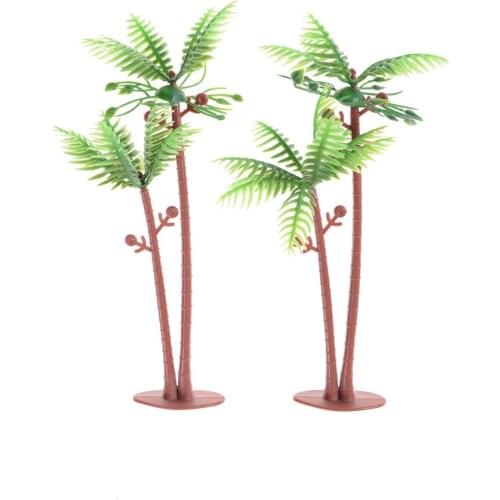 2pcs/lot Kids Girls Gift Coconut Tree Model Railway Park Layout Scenery Dollhouse Decor