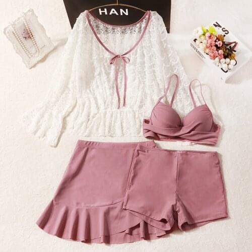 2021 Women High Waist Four-Piece Bikini Set Push Up Bathing Suit Padded Bathing Suit Sexy Swimsuit Female Biquini Swim Beachwear