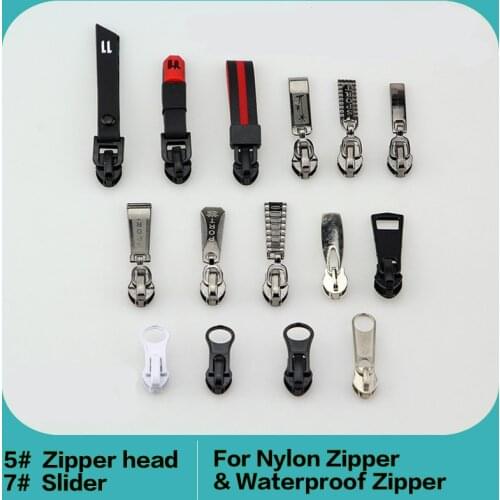 8pcs 5# for nylon or waterproof instant zipper pulls head cord replacement slider
