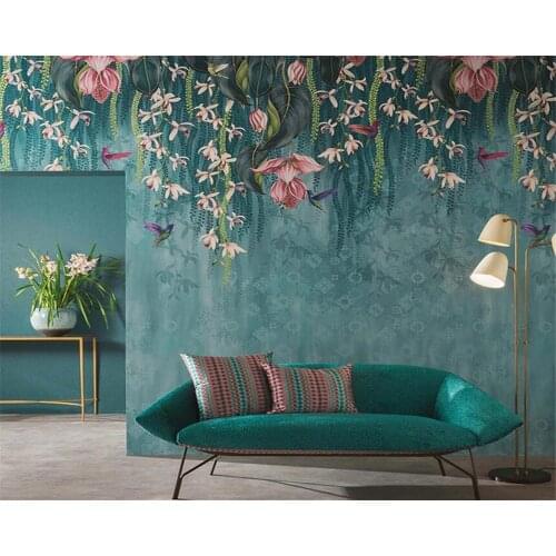 Beibehang Custom modern new American retro plant sofa bedroom living room background wallpaper papel de parede papier peint