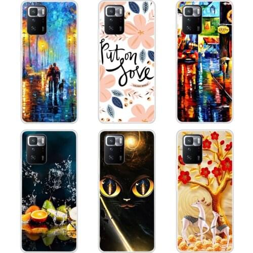 Case For Redmi Note 10 Pro 5G Phone Cover Back Fitness Silicone Bumper And Softness TPU With Happy Town Series