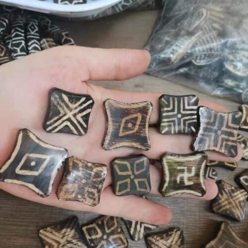 Antique Collectibles Bontiq Wood Fossil Ground Bead Heirloom Necklace Pendant Tiger Rabbit Tortoise Bird Animal Geometric Shape