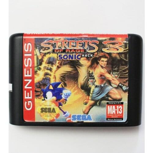 Streets Of Rage 3 Sonic Hack 16 Bit MD Game Card For Sega Mega Drive For Genesis