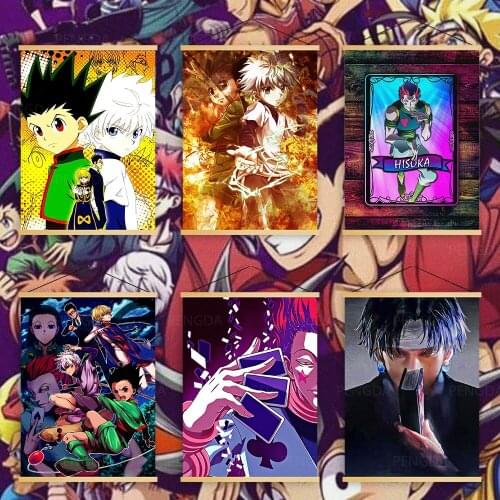 Picture Nordic Scroll Hunter X Hunter Anime Black Modern Wall Art Canvas Poster Solid Wood Hanging Painting Print Home Decoratio