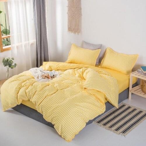 Duvet Cover Sets With Flat Sheet King Size roupas de cama Yellow Color Comforter Bedding Set For Double Bed Home Bedding 150X200