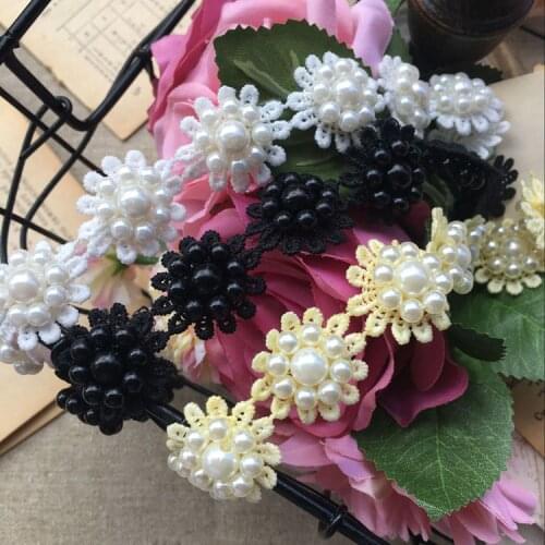 Wide 2.5CM exquisite handmade beaded flower water soluble lace lace wedding veil clothing ornament material