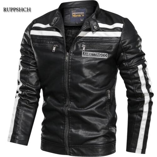 Motorcycle Jacket Mens Fashion New Motorcycle Leather Jacket Mens Embroidery Stitching Bomber Jacket Autumn and Winter Pu Coat