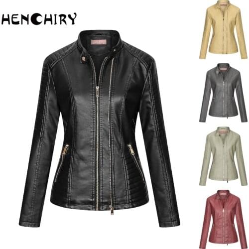HENCHIRY 2021 Women Artificial Leather Jacket New Long Sleeve Jacket Fashion New Street Style Coat Streetwear Faux Fur Coat Suit