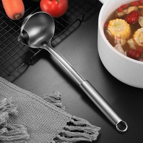 MHNTLOS Stainless Steel Scoop Filter Grease Spoon Colander Spoon Soup Oil Separation Cooking Colander Tools Kitchen Gadgets Set