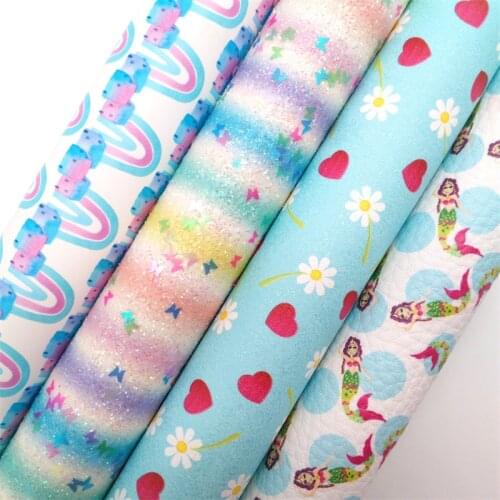 Twinkling Twinkling Stripes Butterfly Glitter Leather Mermaid Rainbow Glitter Fabric Felt Backing Fabric Vinyl 21X29CM KM555