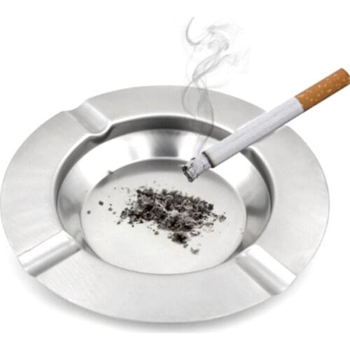 Fashion New Portable Round Ashtray Square Large Capacity Cigarette Ash Tray Push Down Home Metal Ashtray