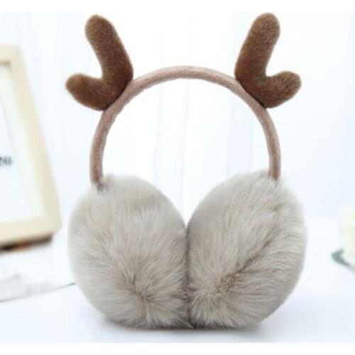 Cute Antlers Fur Winter Earmuffs For Women Warm Earmuffs Ear Warmer Gifts For Girls Cover Ears Super Soft Plush Ear Muff