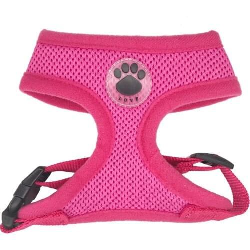 New Color "LOVE" Paw Rubber Adjustable Soft Breathable Chest Strap Dog Harness Cat Control Nylon Mesh Vest harness for Pet puppy