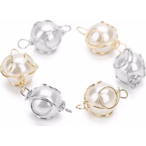 LOULEUR 10pcs/lot Gold/Rhodium Color Big Pearl Charms Pendant Jewelry Beads Connectors For Earrings Necklaces Making Findings