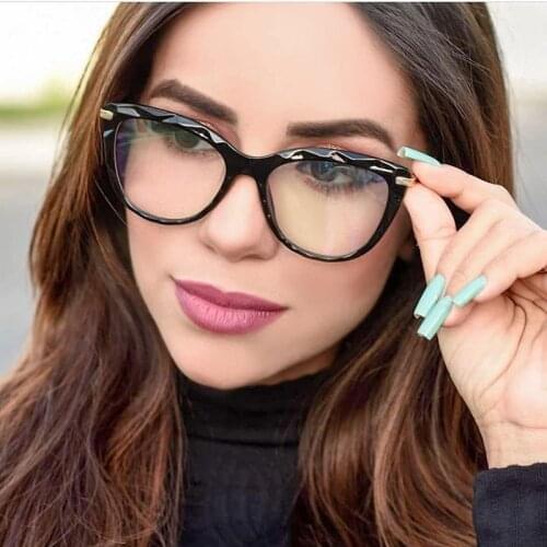 Transparent Pink Woman Eyewear Glasses Frame Cat Eye Myopia Nerd Optical Frames for Ladies TR90 Plain Glasses oculos armacao