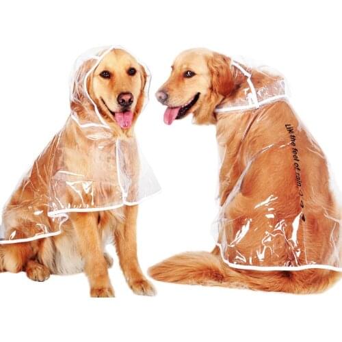 Pet Dog Puppy Transparent Rainwear Raincoat Pet Hooded Waterproof Jacket Clothes Outdoor Pet Supplies Waterproof jumpsuit