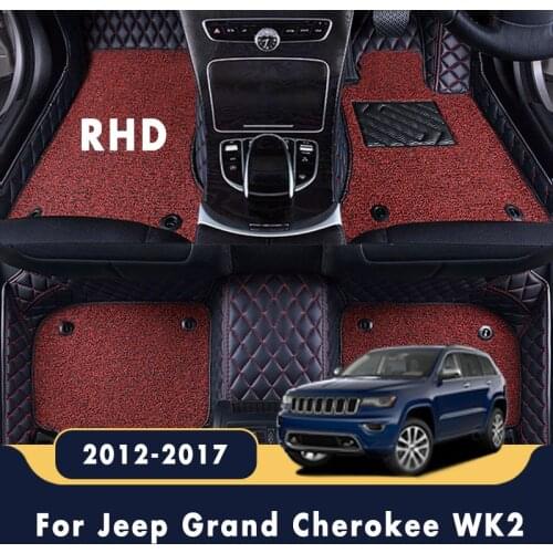 RHD Car Floor Mats Luxury Double Layer Wire Loop Auto Leather Carpets For Jeep Grand Cherokee WK2 2017 2016 2015 2014 2013 2012