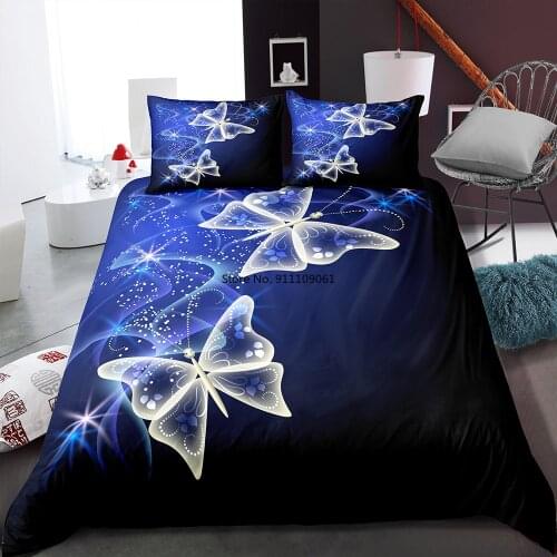 Luxury Illusion Butterfly Duvet Cover Set with Pillowcase Home Textile Queen Bed Set King Size High Quality Bedding Sets