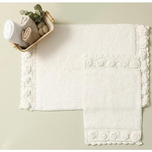 Flower Love Cotton Bath Mat Set of 2 60x90cm + 40x60cm Toilet Floor Decor Bathroom Home Carpet Mat kitchen Soft Coral Fleece