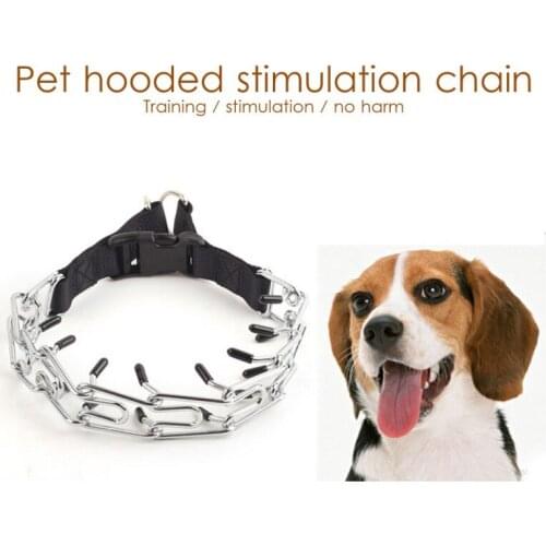 Silver Guban Chain Pet Collar Bully Large Dog Collar Leash Customized Metal Pitpull Bulldog Strong Collar Strap with hood S-XL