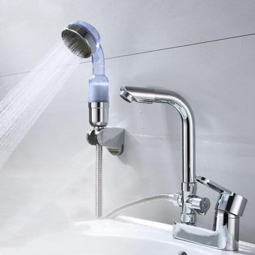 Basin Faucet Deck Mounted Sink Hot and Cold Water Mixer Valve Nozzle Tap with Shower Head Bathroom Shower Set