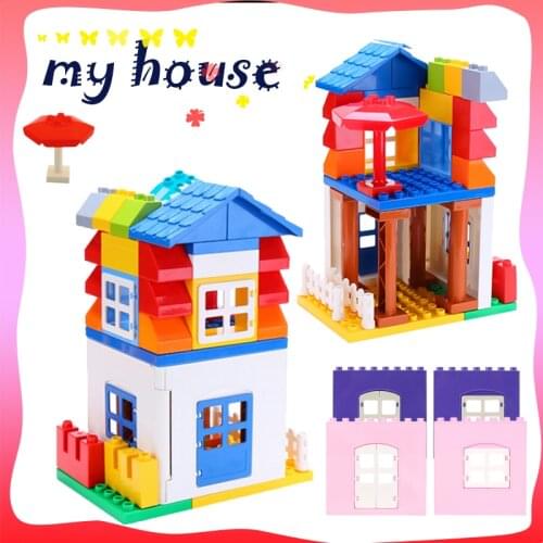 Thin Thick Small Base Plate Roof Wall Fence Flower Figure Big Size Building Blocks DIY House Set Bricks Birthday Toys for Child