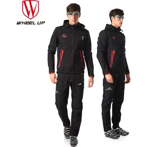 WHEEL UP Windproof Thickened MTB Bike Coats Bicycle Clothing Jersey Set Clothes Suit Winter Cycling Jacket Thermal FleecePants