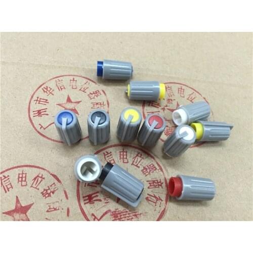 Convex hole Half - axis potentiometer Built-in hole Plastic knob caps W9.5MM *H18.5MM / 2 blue+2 white+2 yellow+2 red+2 black