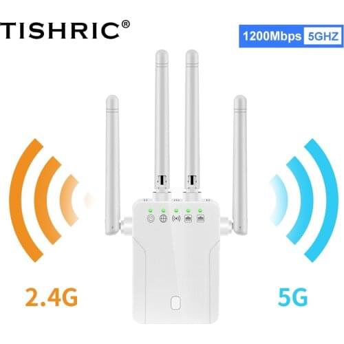 TISHRIC WIFI Repeater Wireless Wifi Amplifier 1200M Router Long Range Wifi Repeater Gigabit Router Extender Wireless Repeater