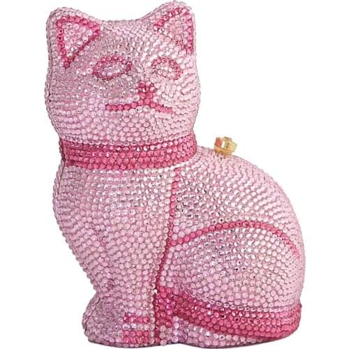 Women Cat Shape Evening Bags Party Cocktail Wedding Clutches Bags Ladies Rhinestones Clutch Purse Shoulder Bag Purses Handbags