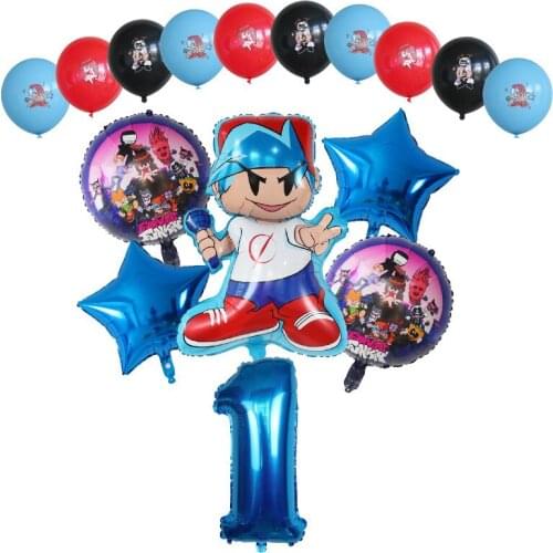 16pcs Cartoon Friday Night Funkin Balloons Set 30inch Number Globos Music Game Theme Kids Happy Birthday Party Decorations Toys