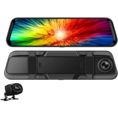 10" Inch Car DVR Dual Lens Video Recorder Stream Media Dash Cam Rear View Mirrors Monitor 1080P Front Backup Camera Night Vision