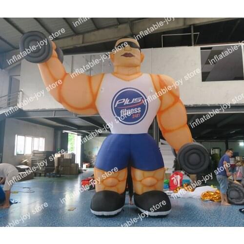 Free air shipping,giant inflatable muscle man, 5m/17ft inflatable fitness man,inflatable gym shop advertising cartoon