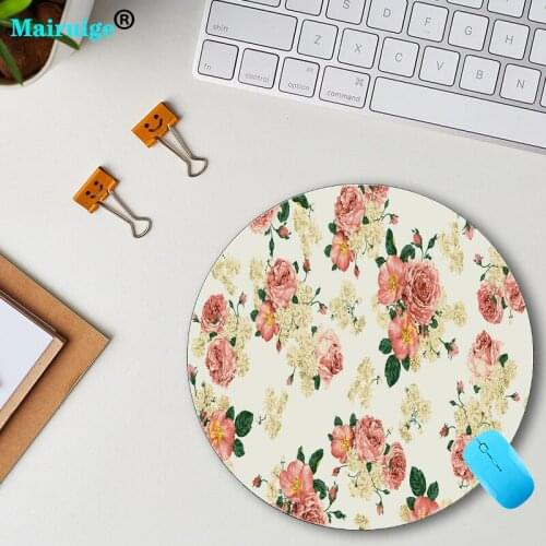 Mairuige Retro Flower Mouse Pad Color Computer Round Mouse Pad Game Table Mat Floor Mat Small Size Game Table Mat 220x220MM