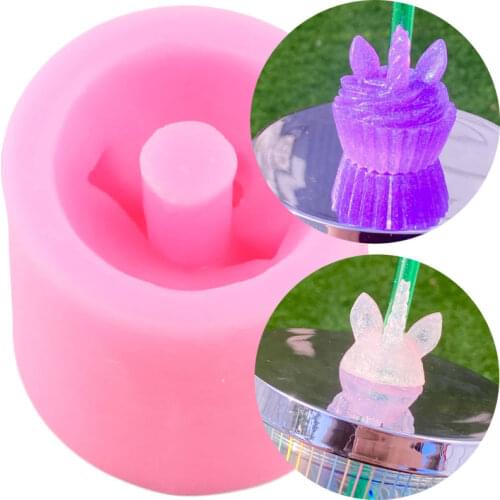 Unicorn Straw Topper Silicone Mold Candy Chocolate Fondant Cake Decorating Tools DIY Craft Keychain Epoxy Resin Moulds