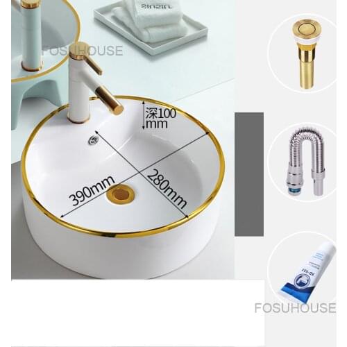 European Ceramic Round Bathroom Sinks Square Wash Basin Modern Luxury Wash Basin Platform Basin Bathroom Washbasin Kitchen Sink